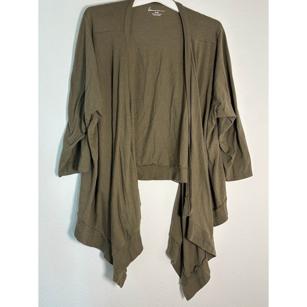 Lane Bryant Olive Green Open Front Sharkbite Hem Cardigan 26/28 Plus Size